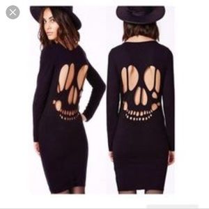 South store black dress with skull open back